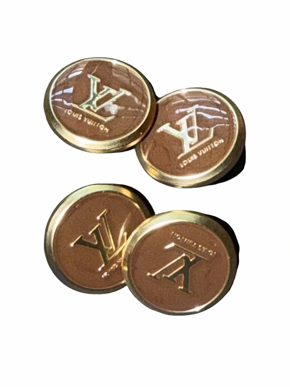 Louis Vuitton Brown and Gold Monogram buttons